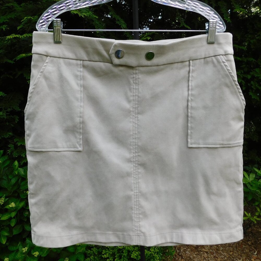 Inc Plus Sz-1X Sierra Sand Faux Suede Mini Skirt with Pockets